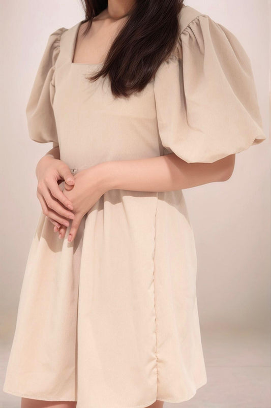 HARPER PUFF SLEEVE OPEN BACK BABYDOLL MINI DRESS