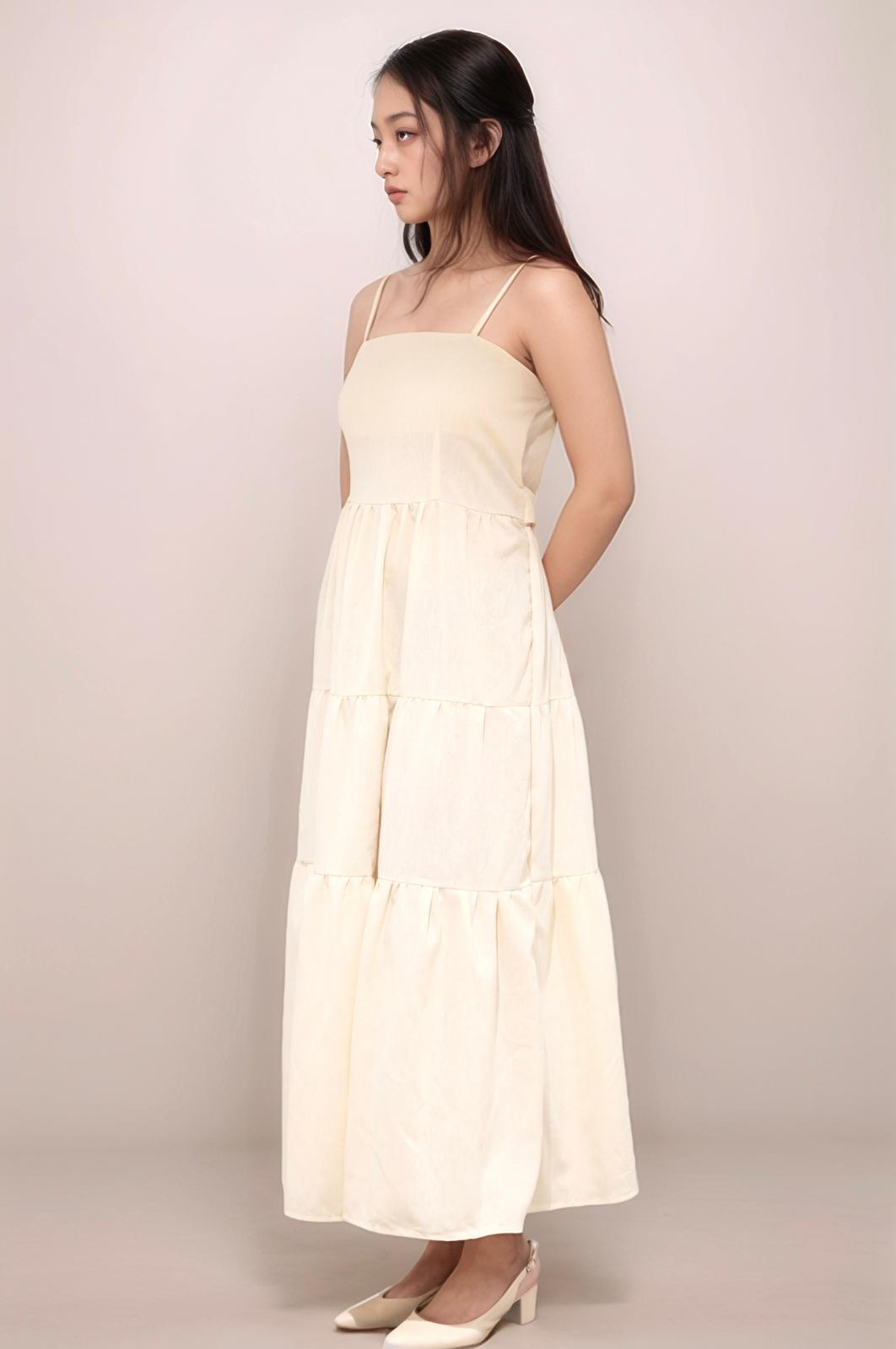 GWEN TIE RIBBON TIERED MAXI DRESS