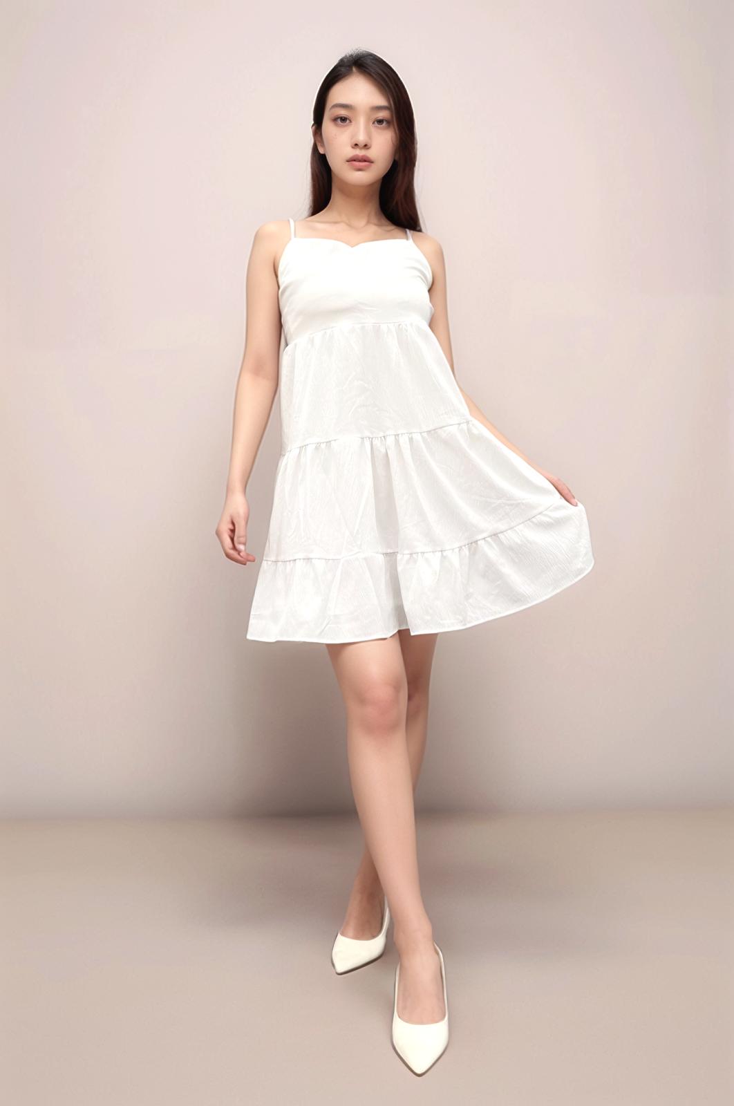 HAILEY TIERED BACK TIE RIBBON TEXTURED MINI DRESS