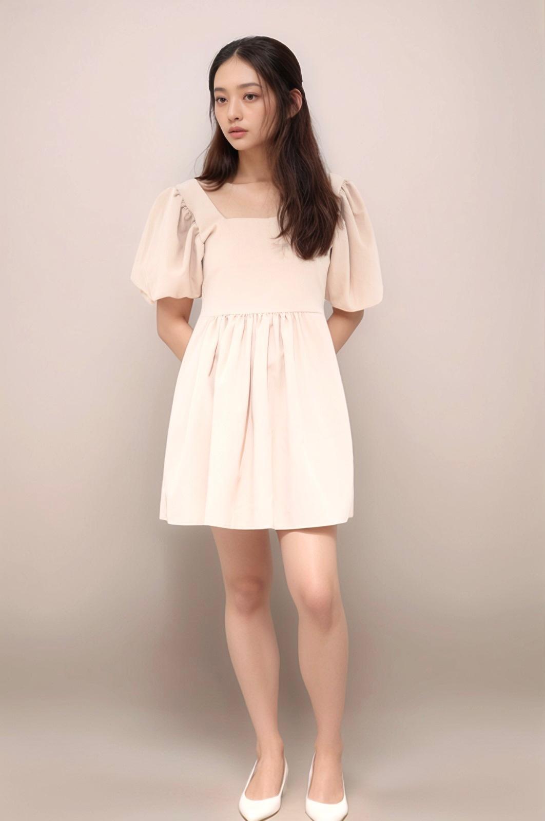 HARPER PUFF SLEEVE OPEN BACK BABYDOLL MINI DRESS