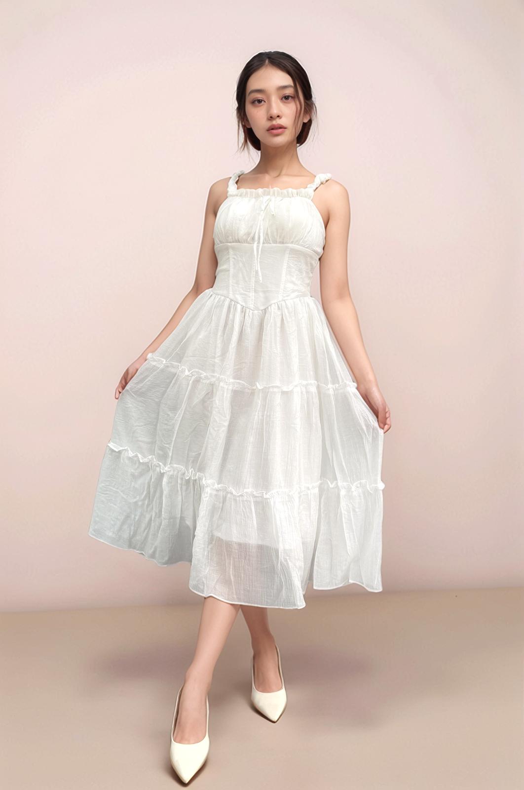 OLIVIA BUBBLE STRAPS MAXI DRESS