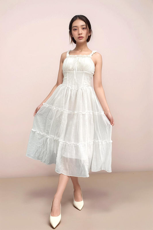 OLIVIA BUBBLE STRAPS MAXI DRESS