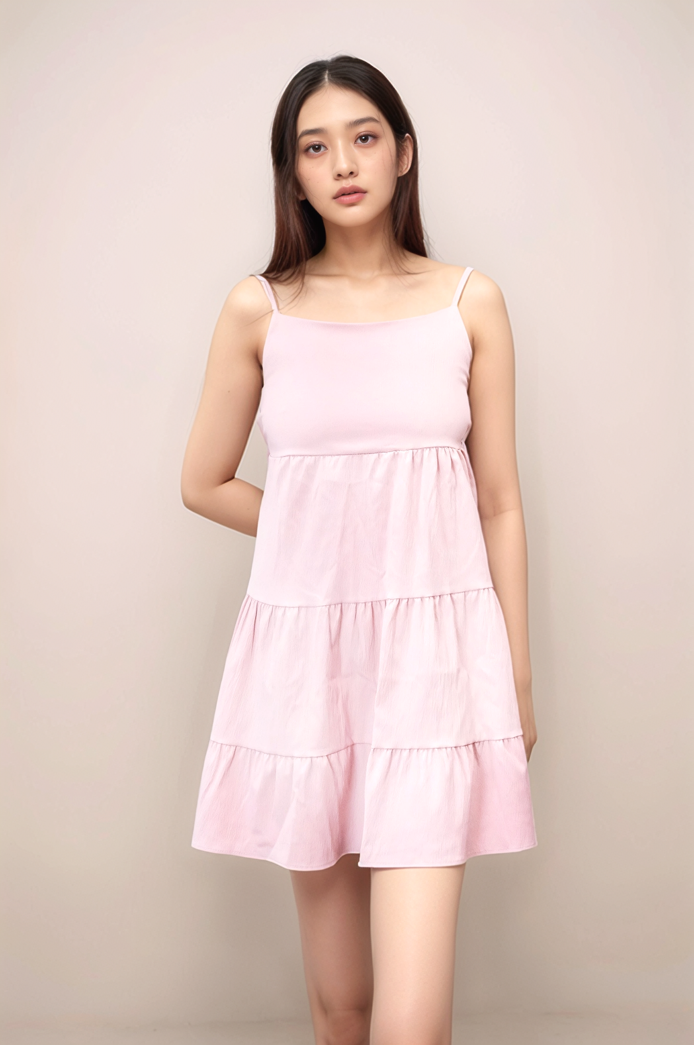 HAILEY TIERED BACK TIE RIBBON TEXTURED MINI DRESS