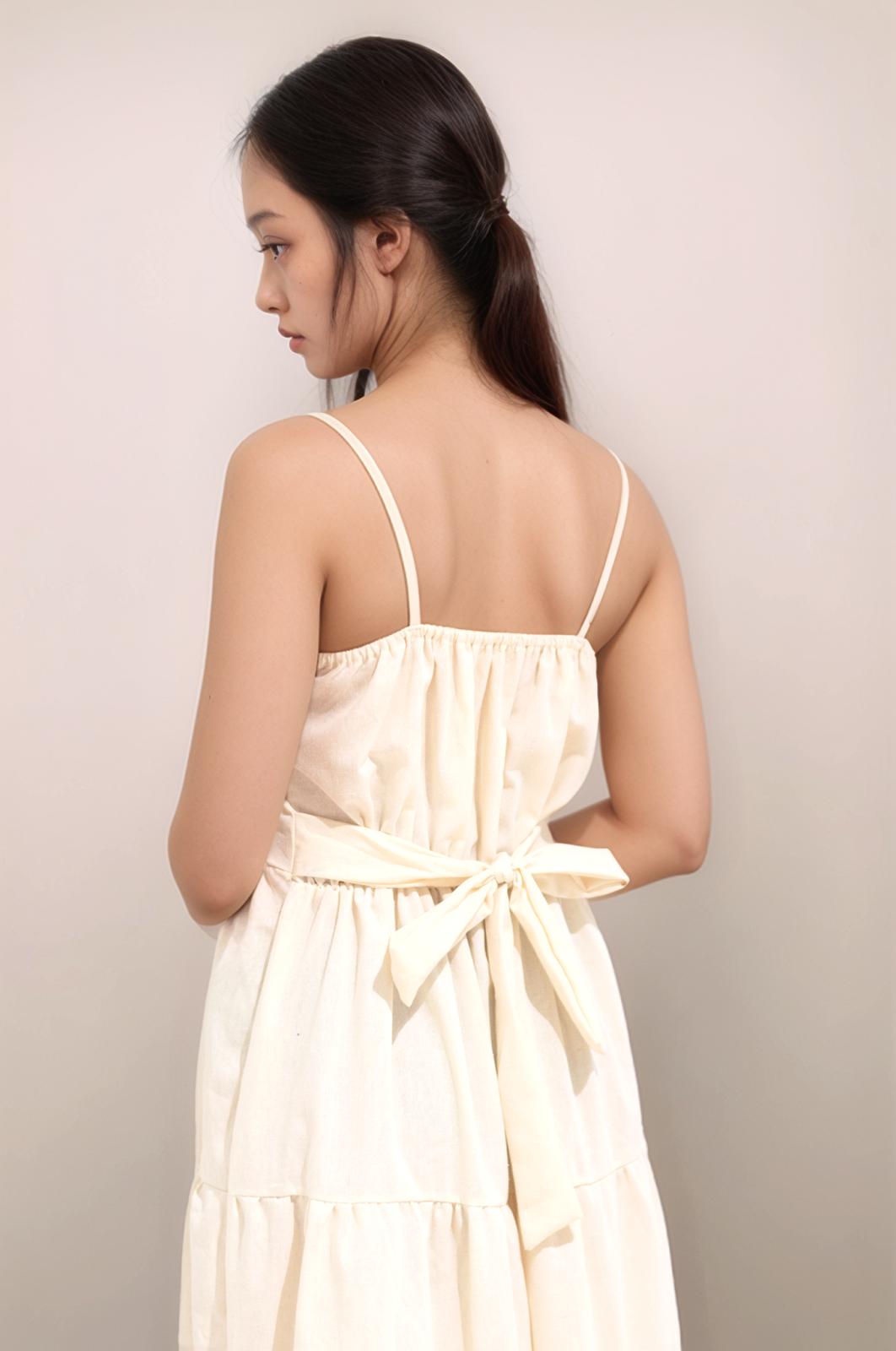 GWEN TIE RIBBON TIERED MAXI DRESS