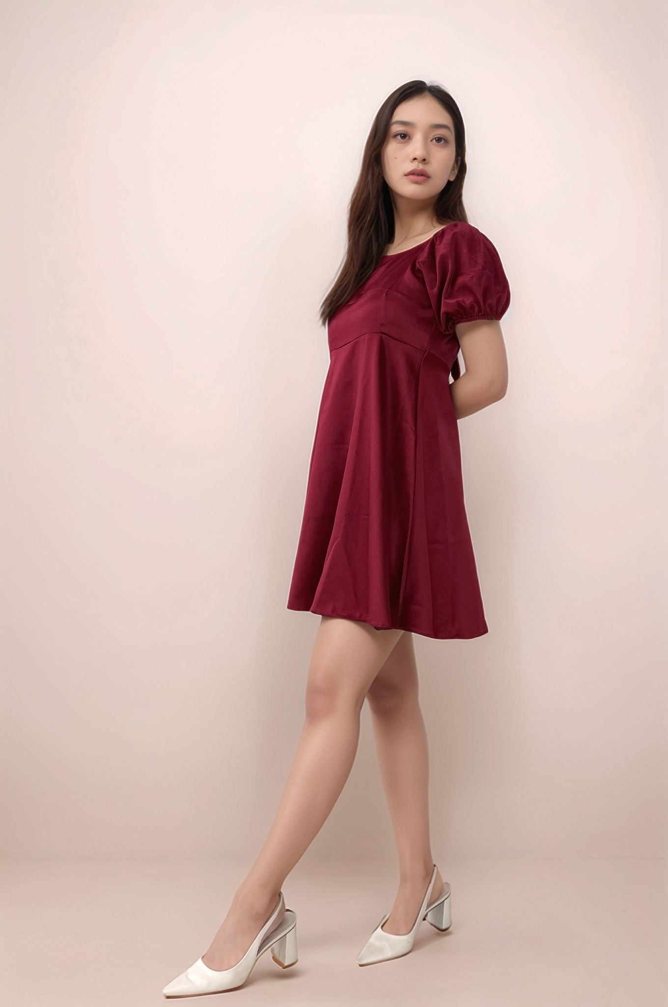 CAMILIA A-LINE TIE RIBBON DRESS - RED