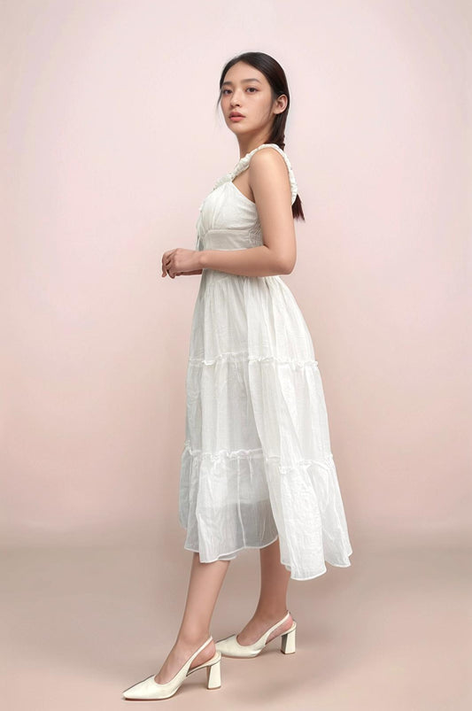 OLIVIA BUBBLE STRAPS MAXI DRESS