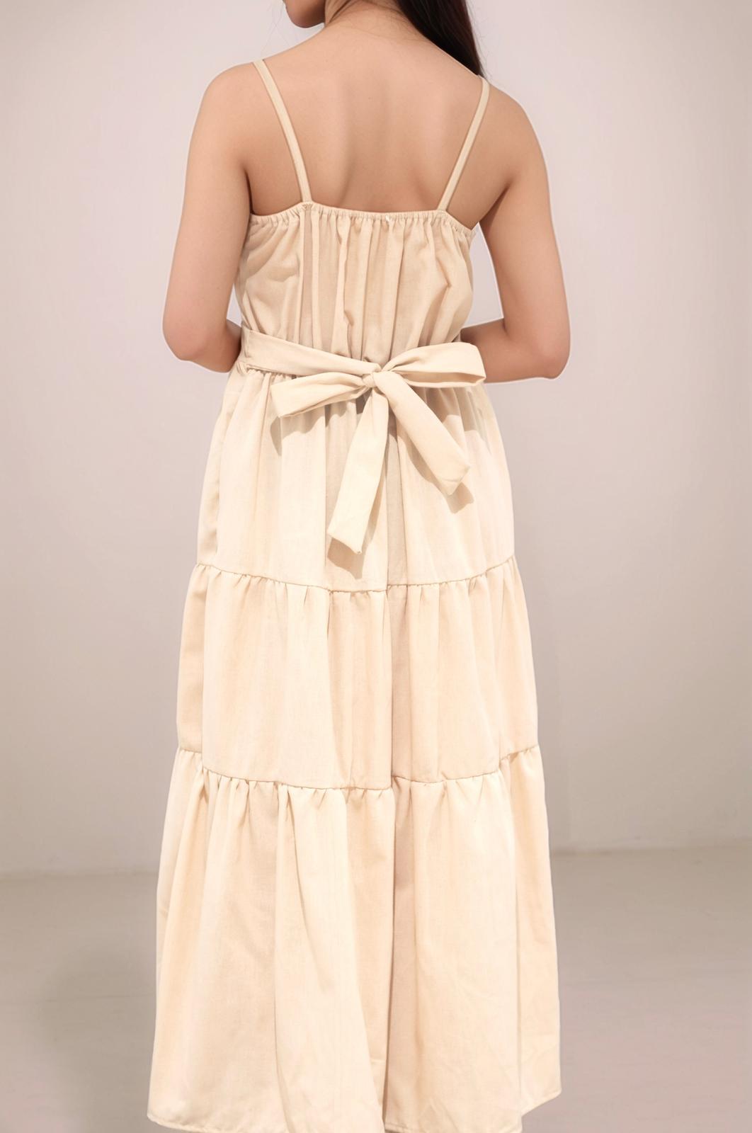 GWEN TIE RIBBON TIERED MAXI DRESS
