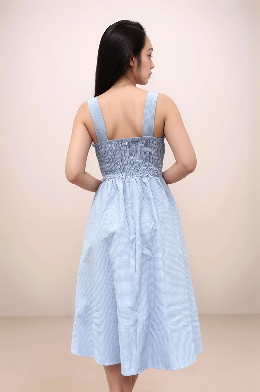 KYRIA PADDED RUCHED TEXTURED MIDI DRESS