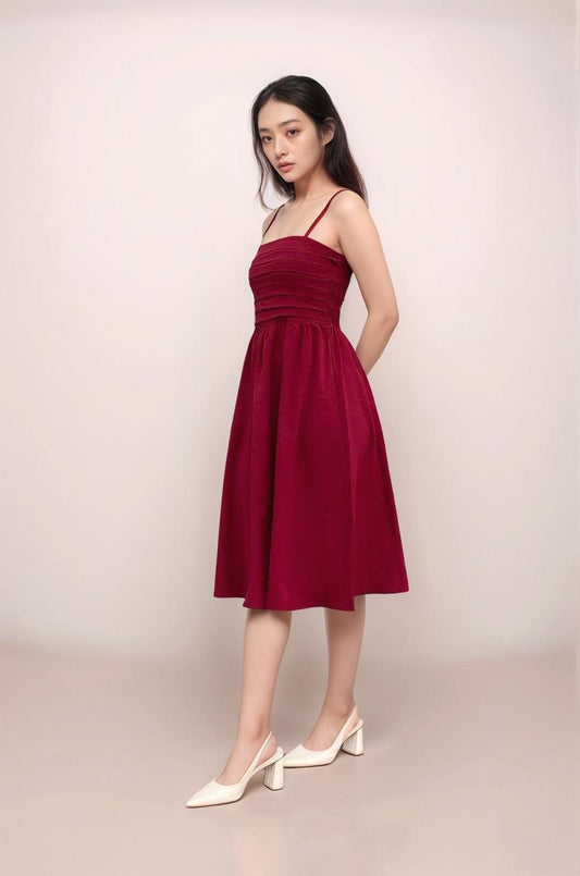 GRACE RUCHED MIDI DRESS