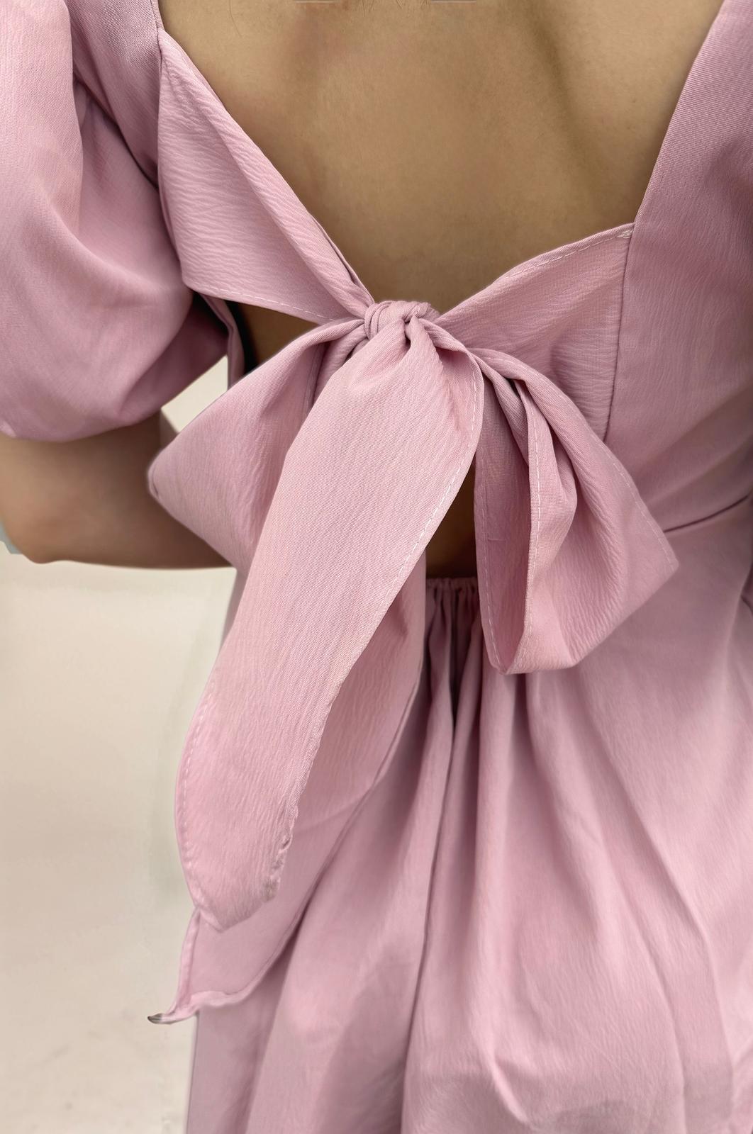 HARPER PUFF SLEEVE OPEN BACK BABYDOLL MINI DRESS