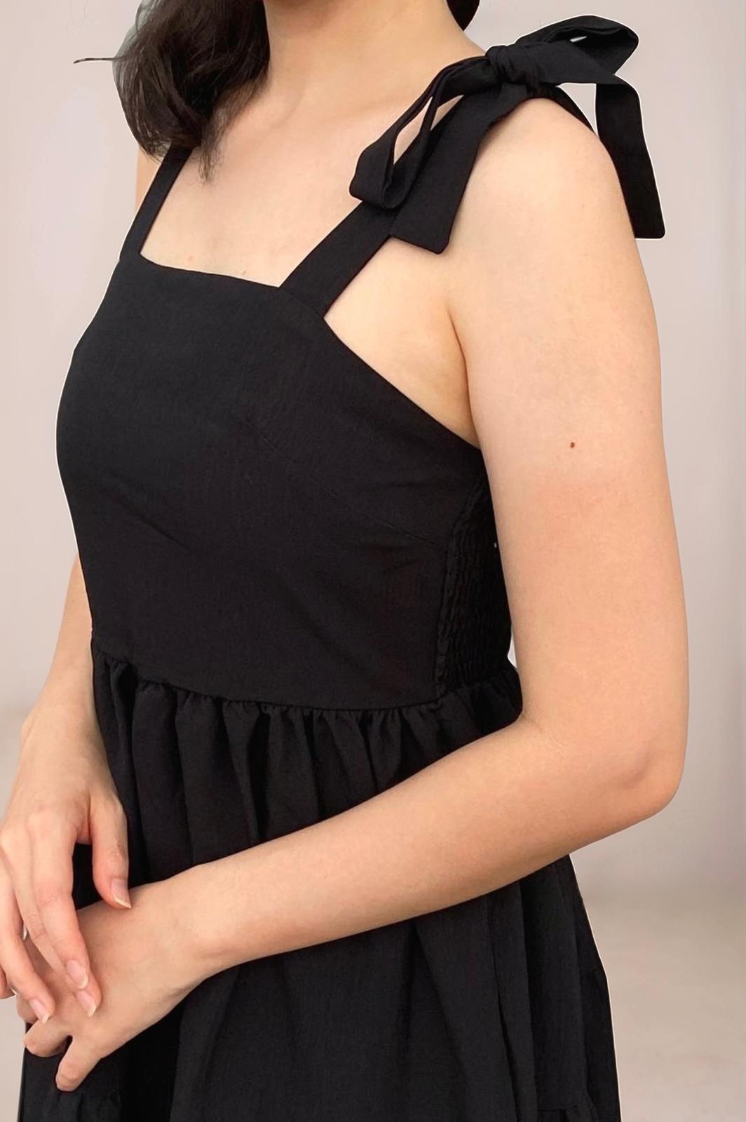 AMELIA TIE RIBBON TIERED MIDI DRESS