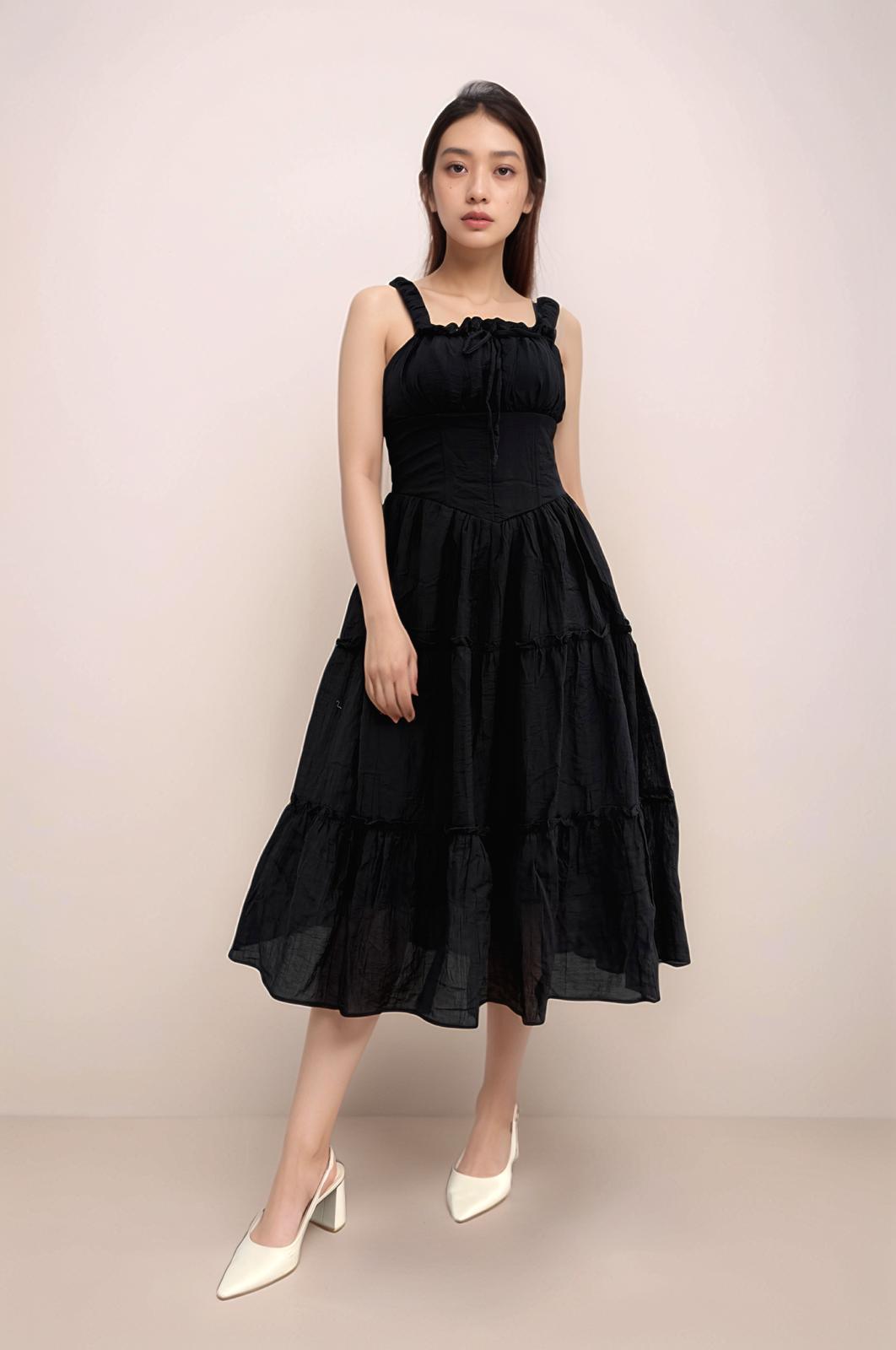 OLIVIA BUBBLE STRAPS MAXI DRESS