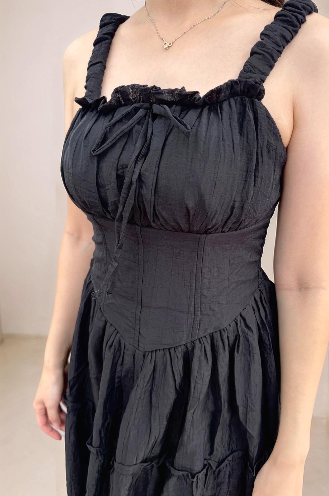 OLIVIA BUBBLE STRAPS MAXI DRESS