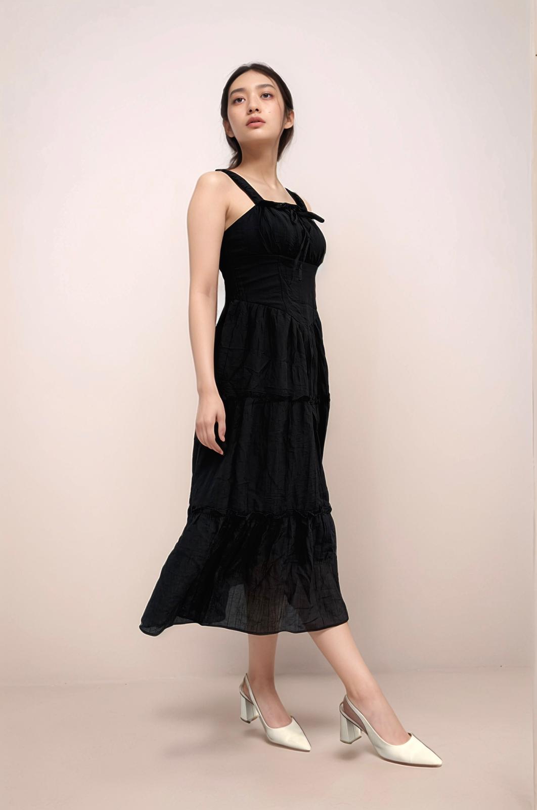 OLIVIA BUBBLE STRAPS MAXI DRESS