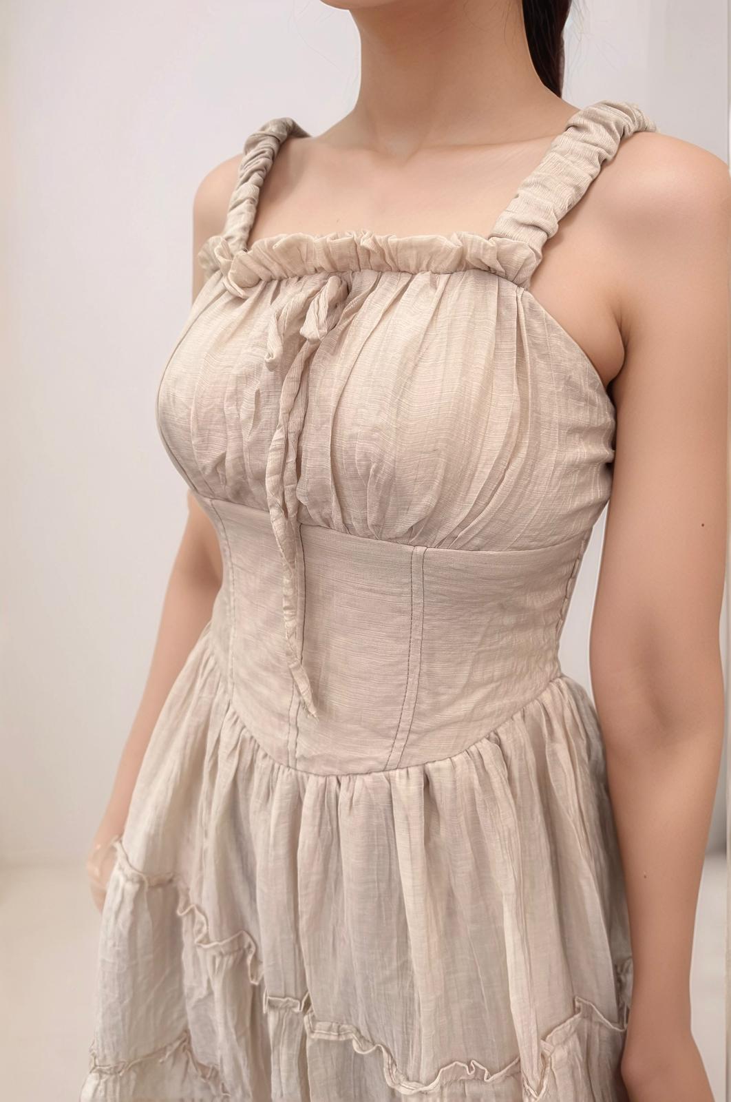 OLIVIA BUBBLE STRAPS MAXI DRESS